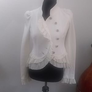 Free People Layered Military Ruffled Jacket Size 4